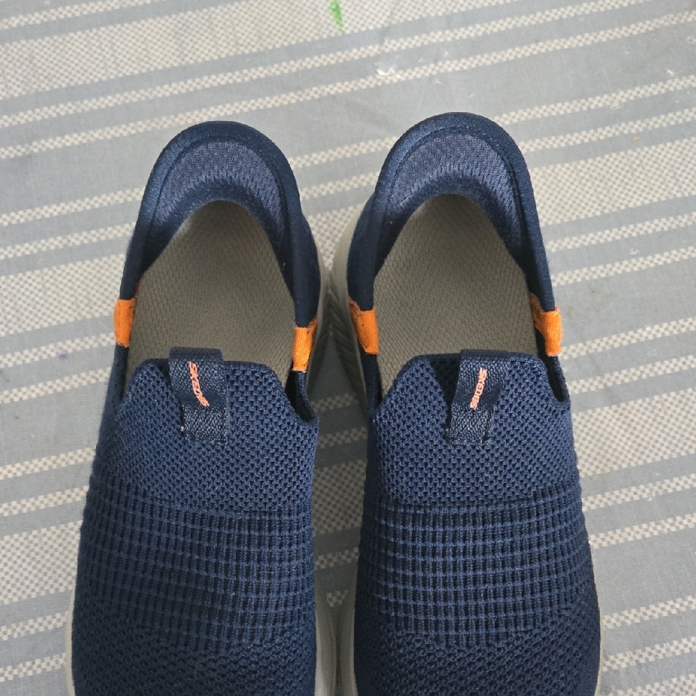 Blue and Orange Slip-On Sneakers with Breathable Mesh